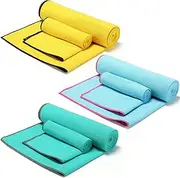 Peryiter 6 Pack Yoga Towel for Hot Yoga - Non Slip 2in1 Set Extra Thick Pilates Mat Towel Double Sided Microfiber Super Absorbent and Quick Dry Sweat Blankets(Lake Blue,Emerald Green,Bright Yellow)