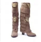 Kitson Star Ash Blonde Ambition Taupe Fringe Boots Size 39/ 8.5 US Size