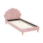 Artiss Bed Frame King Single Size Scallop-Shape Bedhead Beds Base Pink Velvet