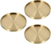 TOPPERFUN Brass Coasters for Drinks 3pcs Bronze Gold Round Cup Coaster Reusable Saucers Trivet for Teapot Glasses Mugs Cups Plants Coffee Table 2.6 Inch