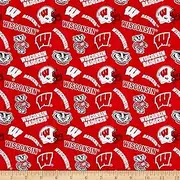 NCAA Wisconsin Badgers 1178 Tone on Tone Red/White/Black Fabric by The Yard