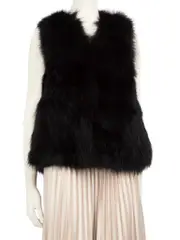 Black Coyote Fur Sleeveless Vest