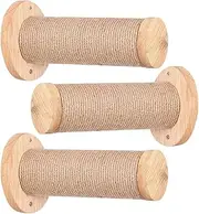 Scratching Post Replacement, 3Pcs Cat Scratching Post Replacement, 12x6 Horizontal Natural Wooden Cat Scratch for Home Indoor