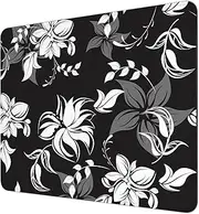 Niniubye Mouse Pad, 30% Thicker Flower Theme Computer Pad, Anti-Slip Rubber Mouse Mat with Stitched Edges for Gaming, Office, Laptop, Computer, Women, 8" x 10" Thick 5 mm, Black White Flowers