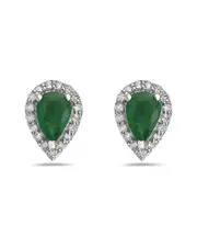 Forever Creations USA Inc. Signature Collection 14K 0.99 ct. tw. Diamond & Emerald Drop Studs