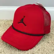 Jordan Jumpman Hat Kids Youth Logo Rope Accent Red Black Mesh Back Trucker Cap