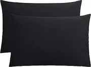 ALCSHOME Queen Pillowcases, 2 Pack Ultra Soft Microfiber Premium Quality, 20"x30" (Black, Queen)