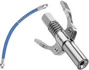 Grease Gun Coupler, Granmagazz Double Handle Mini Tips, Upgrade Double Handle Quick Lock Release Grease Joint Fittings, Heavy-Duty Grease Nozzle Fittings With 30 cm Spring Hose