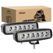 Nilight LED Light Bar 2PCS 18W 6Inch Flood LED Pods Offroad Led Work Light