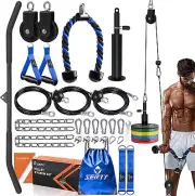 Gym Pulley System Tricep Bicep Curl LAT Pulldown Forearm Squat Rack Set kit 28Pc
