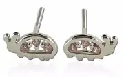Girls .925 Sterling Silver, Pink Cubic Zirconia Screwback Ladybug Stud Earrings