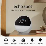 Amazon Echo Spot (newest model), Great for nightstands, offices Glacier White