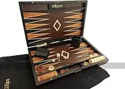 Italfama Deluxe 15-inch Wooden Hand-Carved Backgammon Set for 2 Players, Ages 12+