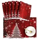 Christmas Placemat Set of 6 Christmas Tree with Snowflake Heat-Resistant Wash...