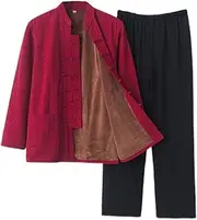 [MRYBD] Winter Warm Jacquard Tang Suit Men Hanfu Chinese Traditional Clothes, Martial Arts Suit Kung Fu Uniform