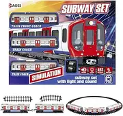 Train Set for Kids - Retro Train with Track | Educational Electric Retro Subway Playset with Light and Sound for Kids Aged 4-10 Years Old
