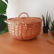 Round Wicker Bread Box