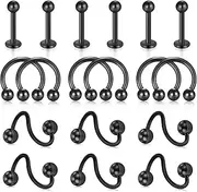 Anicina 16G Cartilage Earring Cubic Zirconia Tragus Helix Piercing Jewelry Surgical Steel Cartilage Hoop Earring Plastic Flat Back Lip Ring Medusa Monroe Septum Couch Hoop Piercing Jewelry Set