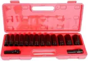 POWERBUILT 1/2" Drive 6 Point Standard Socket Set Metric (10-24mm) 15 Pc 641745