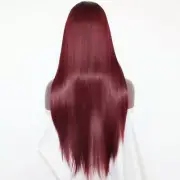 Heat Resistant Synthetic Long Cosplay Wig Fancy Straight Hair Wigs Wine Red