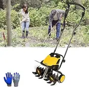 Electric Garden Tiller, Cultivator Rotavator, 6 Blades,Tillage Depth 22cm,Plow Width 45cm,Folding Rotary Motor Hoe, Portable Soil Tiller Rotavator for Lawn,Vegetable Patch