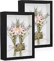 Anhow Shadow Box A4 Picture Frame, 2 Pieces 20x30 cm Real Glass Display Case Photo Frame for Memorabilia, Baby Items, Wedding Memories, Crafts, Tickets and Photos (Black, 8x12)