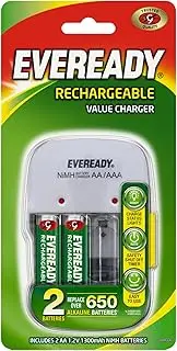Eveready Value Charger, 1 Count - 2AA Batteries Included