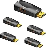 HDMI to VGA 5-Pack, Computer HDMI to VGA Monitor Adapter, Male HDMI to VGA Female Adapter 1080P Video for Computer, Desktop, Laptop, PC, Monitor, Projector, HDTV, Raspberry Pi, Roku, Xbox and More