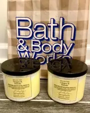 Bath & Body Works GINGER & HINOKI 14.5 Oz 3 Wick Scented Candle LOT OF 2 X2