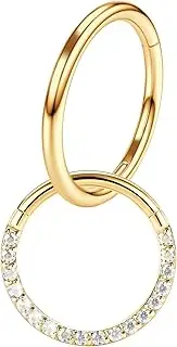 [WBRWP] 20G 18G 16G 14G Septum Rings Hoop: 2Pcs 316L Surgical Steel 8MM 10MM Cartilage Earring Hypoallergenic Hinged Nose Hoops Daith Conch Helix Tragus Piercing Jewelry