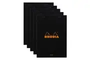 5x Rhodia No16 Top Stapled A5 Notepad Office Stationery Note Pad Plain Black