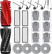 21 Pack Replacement Parts for Roborock Qrevo Curv/Qrevo Edge/Qrevo S5A/S5V Robot Vacuum, 1 Roller Brush, 6 Vacuum Bags, 4 HEPA Filters, 4 Mop Pads, 4 Side Brushes, 1 Cleaning Brush, 1 Screwdriver