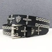 Men's Belt Waist Belt Black Dermis Alloy Durable Adjustable Plain Cross Skulls Outdoor Daily