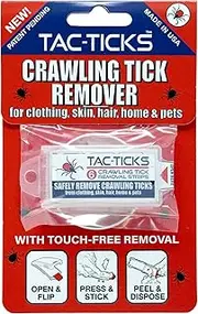 Tac-Ticks Crawling Tick Remover Patent-Pending Tick Removal Tool for Clothing, Skin, Hair, Home & Pets | Touch-Free Tick Remover for Dogs & Tick Remover for Humans | Made in The USA (1-Pack)