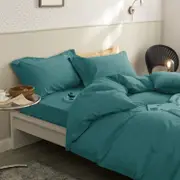 Premium 1000TC Bamboo Blend Fitted Flat Sheet Pillowcases Bedding Set 5 sizes(Single, Double, Queen, King, King Single)-Teal Blue