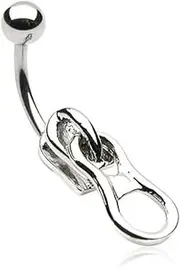 [Pierced Owl] 14G Stainless Steel Zipper Belly Button Ring