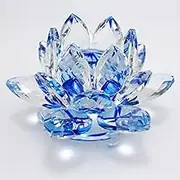 Sparkle Crystal Lotus Flower - 4'' Hue Reflection Clear Crystal Blue Lotus for Feng Shui Home Decor Sun Catcher Ornaments or Paper Weight with Gift Box (100MM) Blue