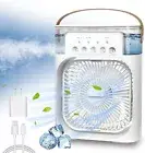 Portable Air Conditioner Fan, Mini Ice cubes Air Cooler with 7 Colors LED Light,
