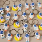 10Pcs Cartoon Outer Space Astronauts Theme Keychain Backpack Pendant for Kids Bi