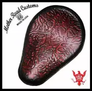 Spring Seat Chopper Bobber Harley Sportster Honda 11x14 AntRed Oak Leaf Leather