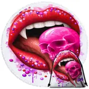 Cool Art Deadly Sweet Lips and Lollipop Skull Round Beach Towel