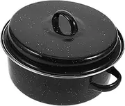 HANABASS Enamel Barbecue Pot with Lid Convenient Roasting Pan for Sweet Potatoes and More Ergonomic Double Handles Cooking Pot for Daily Use Capacity for Family Meals
