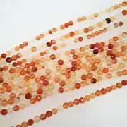 Carnelian faceted round beads 4 mm. Natural gemstone beads. Full strand