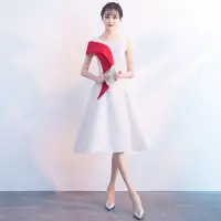 在飛比找Very buy優惠-小晚禮服裙女白色禮儀服裝頒獎演講比賽主持人朗誦大合唱團演出服