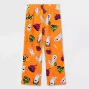 Kids XL 14 Hyde And Eek Ghost Pumpkin Halloween Orange Fleece Pajama Pants Sleep
