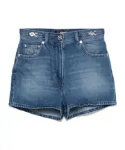 Versace Logo-Patch Denim Shorts 25,26,28,29 blue