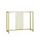 Console Table Marble Like Tabletop Steel Frame