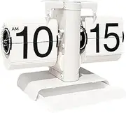 Wswqop Automatic Page Turning Clock, Multi-Purpose Mechanical Clock, Flip Digital, for Office and Bedroom, White, as described