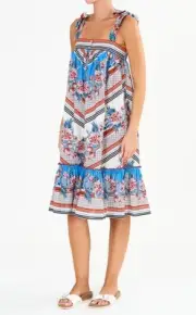 NWT M.A.B.E. Midi Shoulder Tie Sundress in Arden Size Small