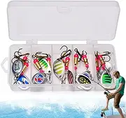 Spinner Bait Bass Fishing Trout Fishing Lure | Glitter Trout Spinner Fishing Spinner,10 x Metal Trout Bait, Fishing Lure Set with Tackle Box, Fishing Tackle